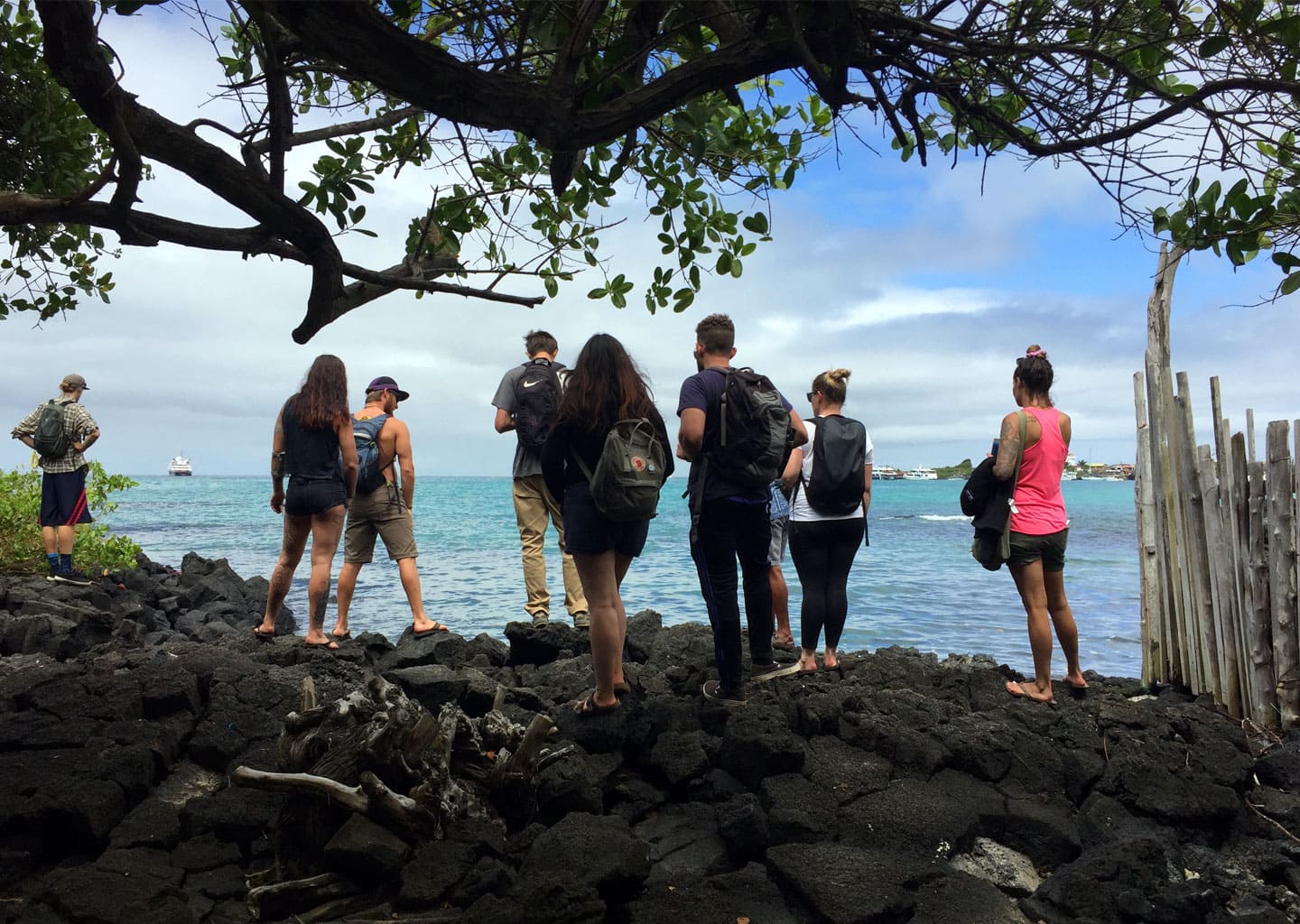 Volunteer enjoying the beautiful view of the beach in San Cristobal.