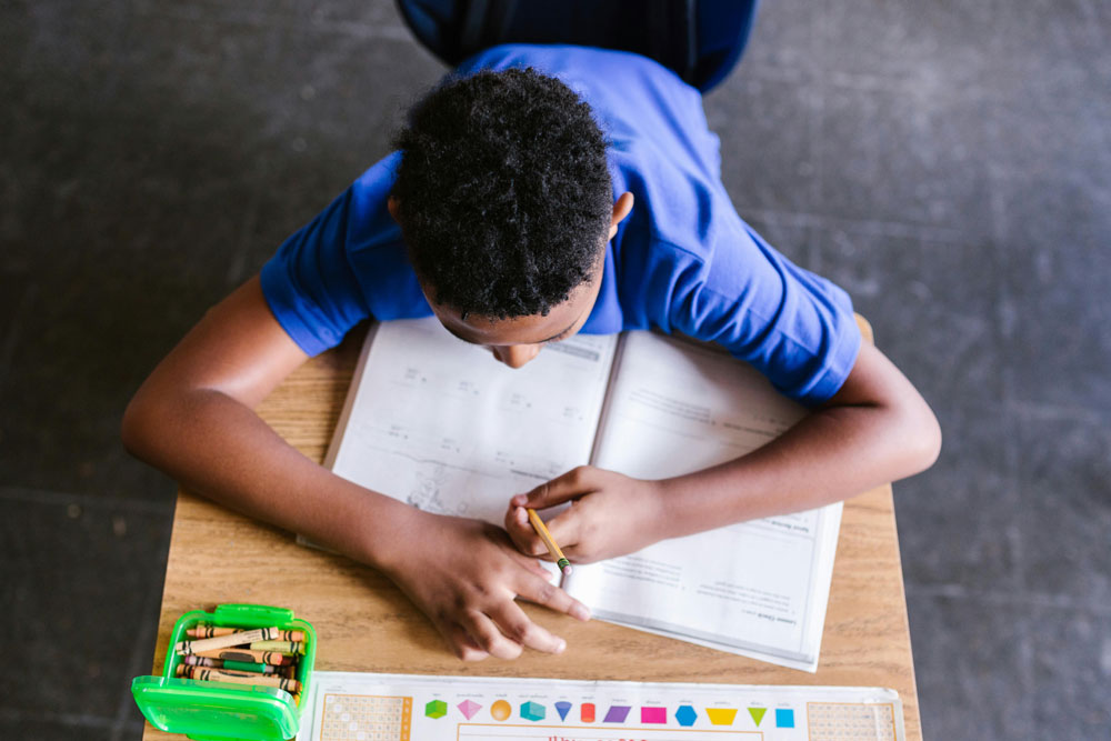 Student leaning English at a school in the Galapagos Islands.