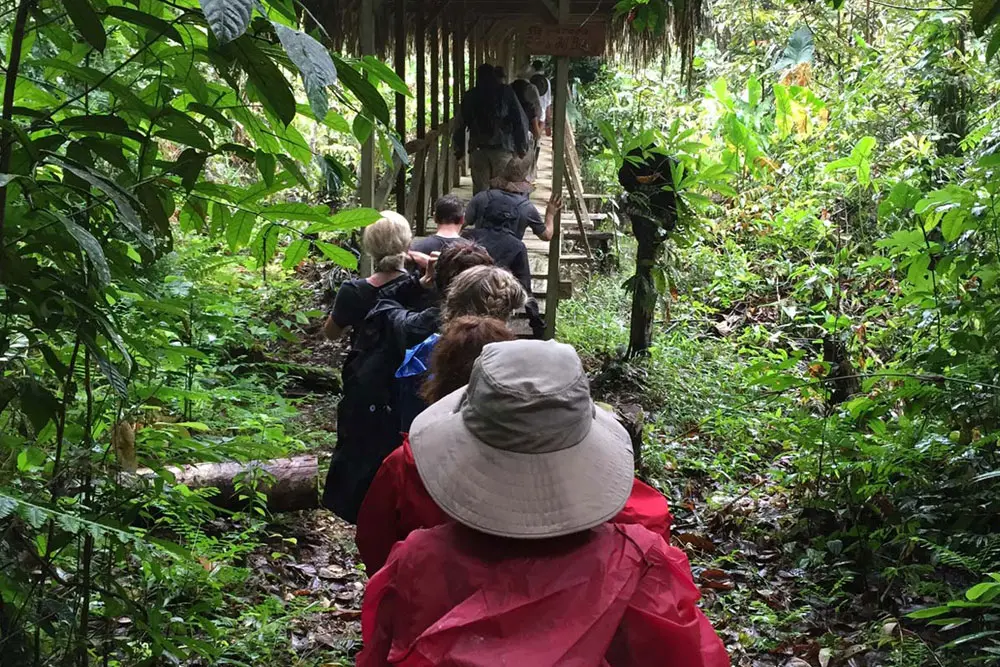 Teens beginning their jungle adventure during camp in Ecuador